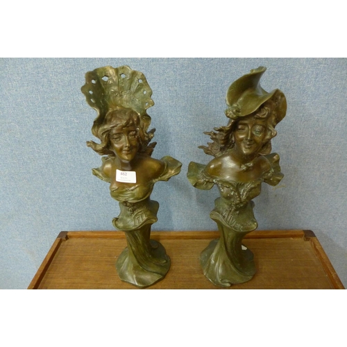 462 - A pair of Art Nouveau style figures, h 45cms