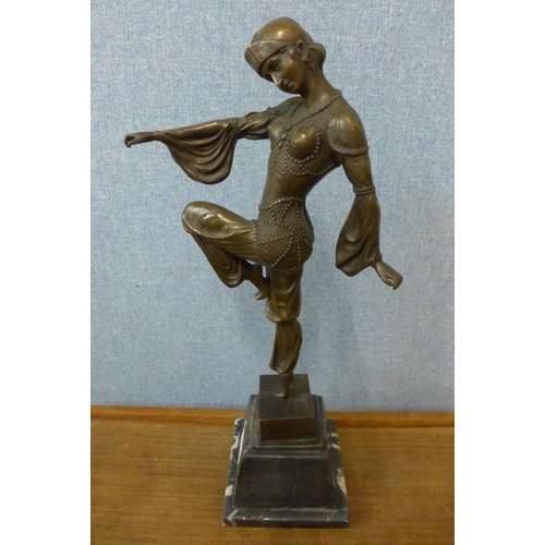 463 - A bronze Art Deco style figure of an exotic dancer, 49cm