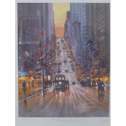 48 - Two signed Henderson Cisz limited edition prints, Street Scene Paris and San Francisco Dawn, framed