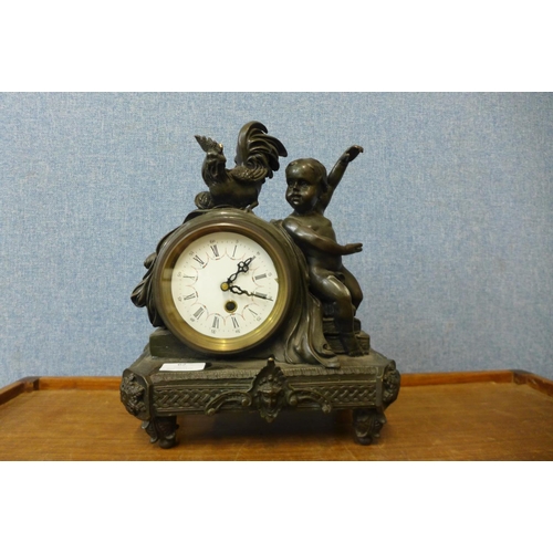 62 - A French style bronze mantel clock