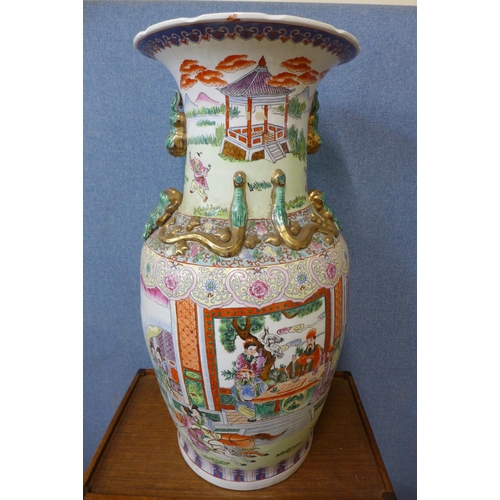 73 - A large Chinese famille vert porcelain floor standing vase