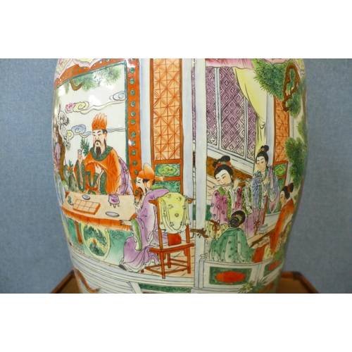 73 - A large Chinese famille vert porcelain floor standing vase