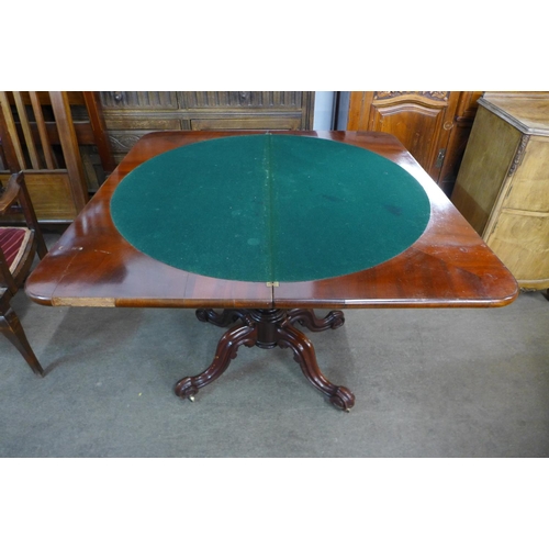 82 - A Victorian mahogany fold over card table