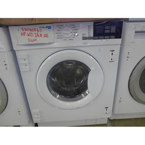 117 - Zanussi  Integrated Washer Dryer (8kg) H819xW596xD540 - model no.:- Z816WT85BI, RRP £719 inc. VAT - ... 