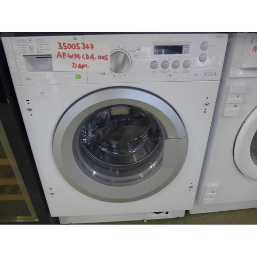 118 - CDA  Fully Integrated Washer (8kg) H825xW595xD540 - model no.:- CI381, RRP £399 inc. VAT * This lot ... 