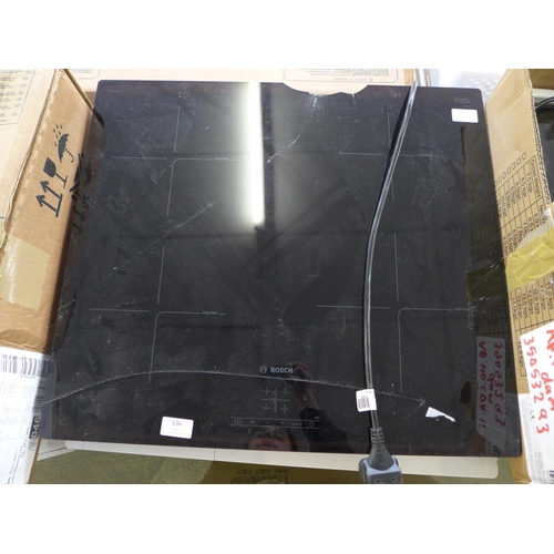 136 - Bosch  Induction 4 Zone Hob - Black H51xW592xD522 - model no.:- PUE611BF1B, RRP £495 inc. VAT - dama... 