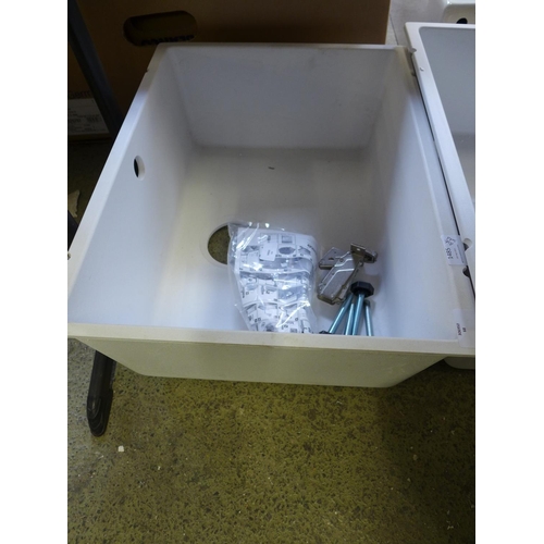 182 - Samos 1.0 Bowl Composite U/mount sink white 370x500 , RRP £160 inc. VAT * VAT will be added to the h... 