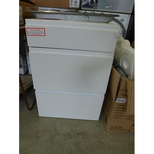 199 - Infinity 870 x 500 x 570 White Edged 3 Drawer Base * This lot is subject to VAT