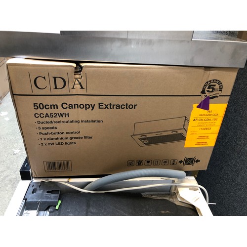 248 - CDA  Canopy Hood H173xW510xD282 - model no.:- CCA52WH, RRP £58.99 inc. VAT * This lot is subject to ... 