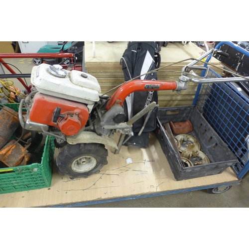 2998 - Honda F28C petrol rotavator/power tiller - plus attachments. A/F