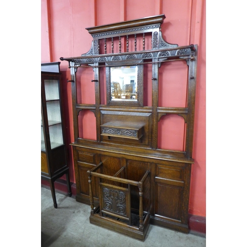 89 - A Victorian Jacobean Revival carved oak hallstand