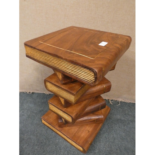 3121 - A natural wood book stack side table * this lot is subject to VAT