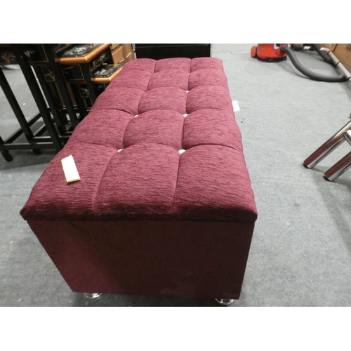 3161 - A purple upholstered, studded lift-up footstool * This lot is subject to VAT