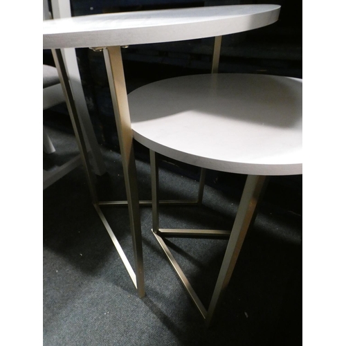 3191 - A marble effect circular nest of tables with gold effect base * This lot is subject to VAT