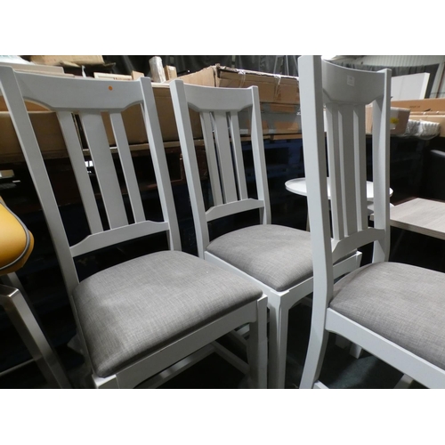 3192 - A three cloud grey painted dining chairs * This lot is subject to VAT
