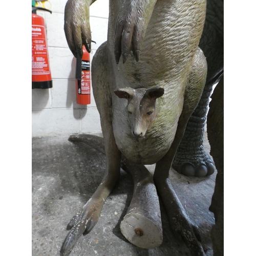 3213 - A fibreglass kangaroo with joey (approx. 5' tall) (wear marks/damage)
