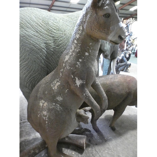 3213 - A fibreglass kangaroo with joey (approx. 5' tall) (wear marks/damage)