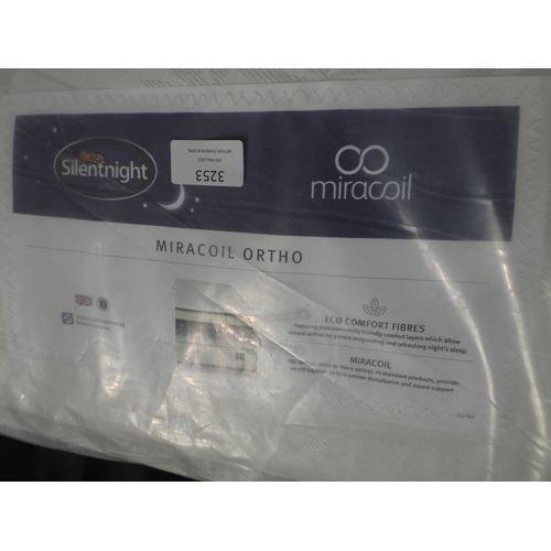 3253 - A grey fabric divan base with Silentnight miracoil ortha double mattress * This lot is subject to VA... 