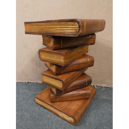 3121 - A natural wood book stack side table * this lot is subject to VAT