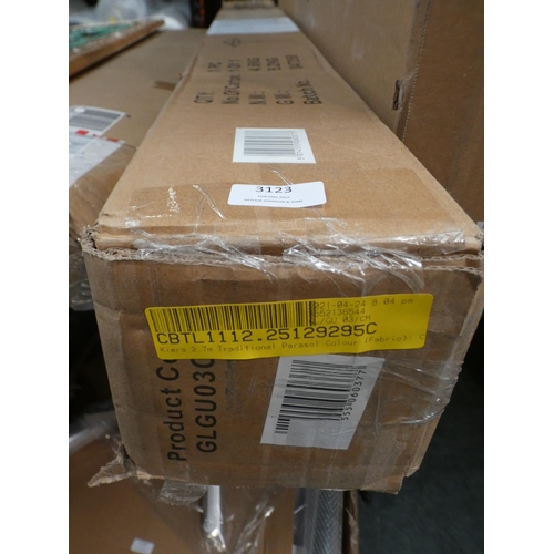 3123 - A Keira 2.7m cream fabric garden parasol * this lot is subject to VAT