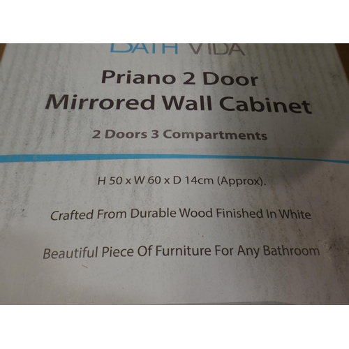 3142 - A Bath Vida Priano two door mirrored wall cabinet (white) * This lot is subject to VAT