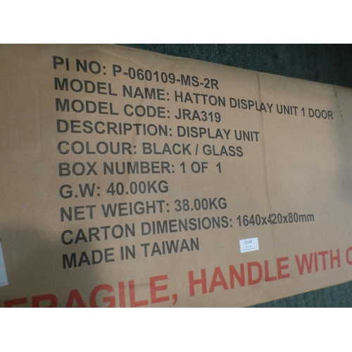 3148 - A black/glass Hatton one door display unit * This lot is subject to VAT