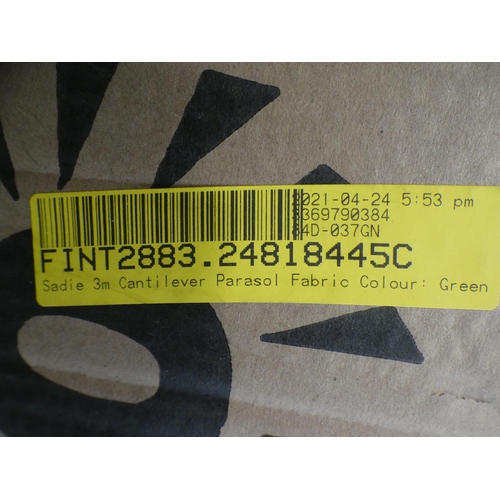 3162 - An Outsunny green Sadie 3m cantilever parasol * This lot is subject to VAT