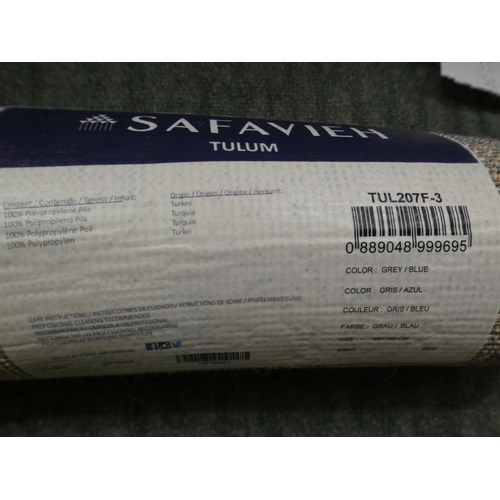 3292 - A grey and blue patterned rug (90cm x 150cm) * This lot is subject to VAT