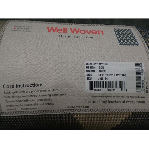 3296 - A blue and white trellis design rug (120cm x 160cm) * This lot is subject to VAT