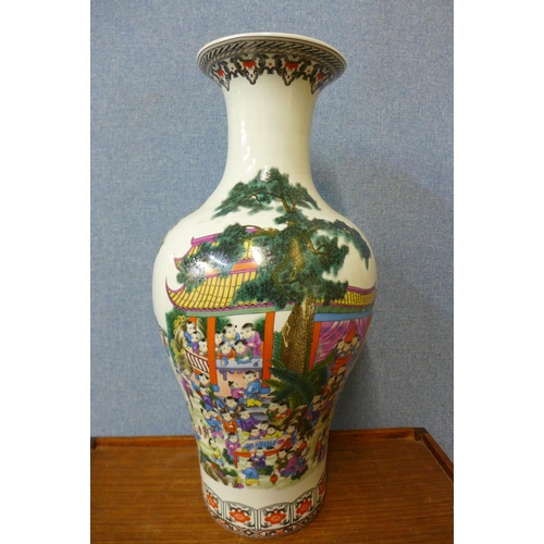 46 - A Chinese famille verte porcelain vase, 66cms h