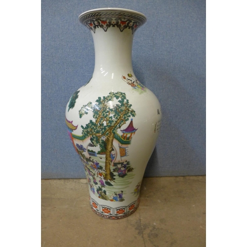 46 - A Chinese famille verte porcelain vase, 66cms h