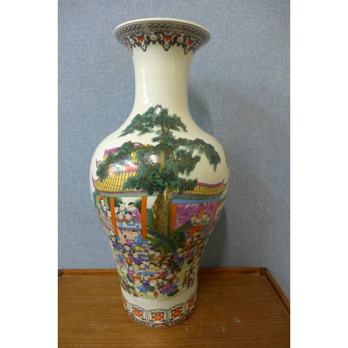 46 - A Chinese famille verte porcelain vase, 66cms h