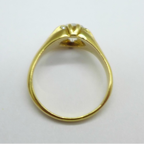 1030 - A yellow metal set diamond solitaire ring, approximately 1.2carat weight, 6.4g, R