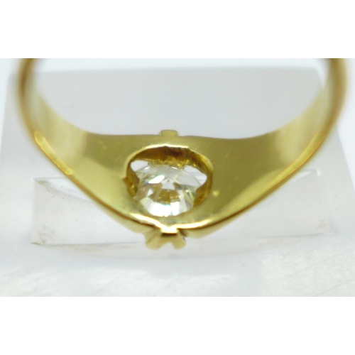 1030 - A yellow metal set diamond solitaire ring, approximately 1.2carat weight, 6.4g, R