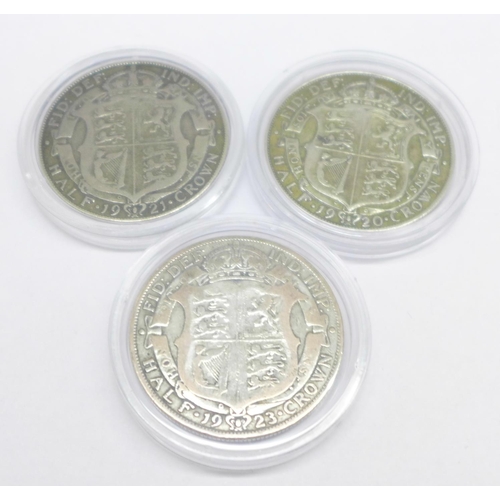 1092 - Three George V half crowns, 1920, 1921 and 1923