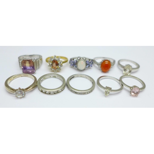 1100 - Ten silver rings