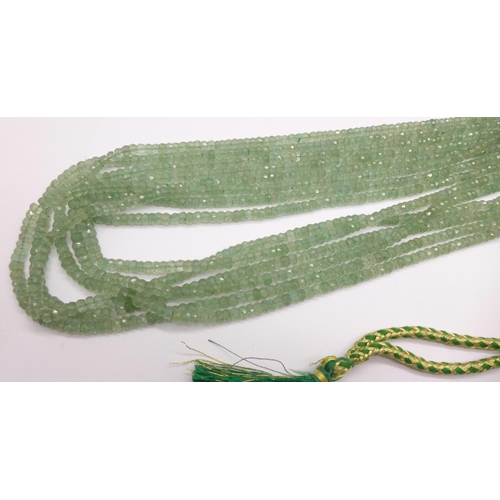 1131 - A green aventurine gemstone bead necklace with textile thread