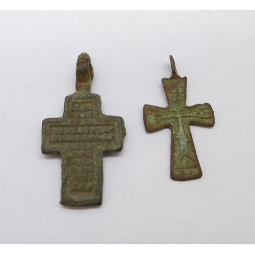 1140 - Two bronze Viking crosses, found in Russia