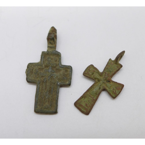 1140 - Two bronze Viking crosses, found in Russia