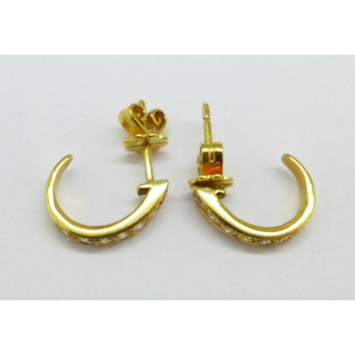 1161 - A pair of yellow metal earrings, the fasteners marked 750, 3.1g