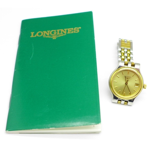 1172 - A lady's Longines wristwatch with papers