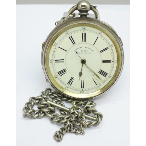 1178 - A silver cased Centre Seconds Chronograph pocket watch, the case hallmarked Chester 1900, the moveme... 