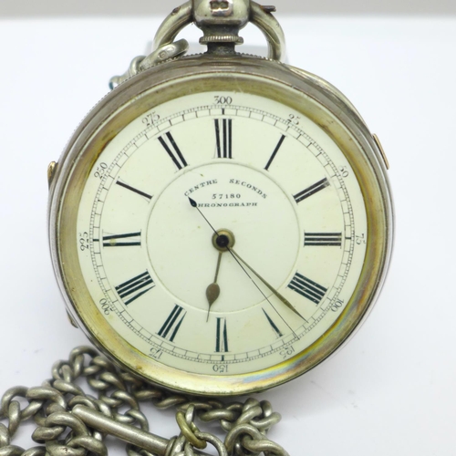 1178 - A silver cased Centre Seconds Chronograph pocket watch, the case hallmarked Chester 1900, the moveme... 