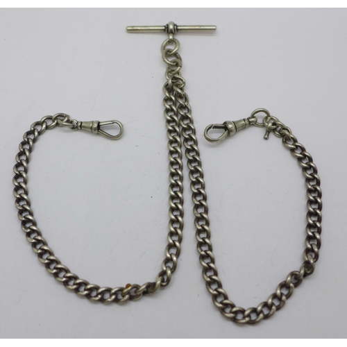 1199 - A silver double Albert chain, 43g