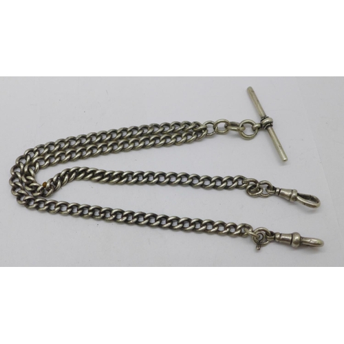 1199 - A silver double Albert chain, 43g