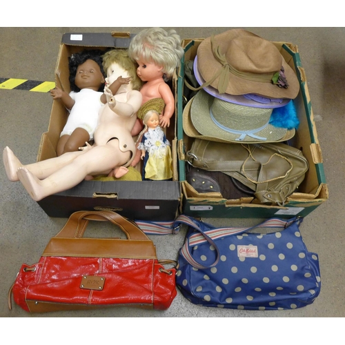 1269 - A box of dolls and handbags, etc. **PLEASE NOTE THIS LOT IS NOT ELIGIBLE FOR POSTING AND PACKING**