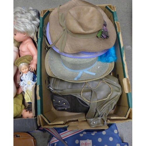 1269 - A box of dolls and handbags, etc. **PLEASE NOTE THIS LOT IS NOT ELIGIBLE FOR POSTING AND PACKING**