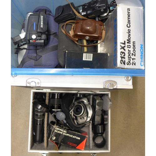 1277 - A Nikon 135mm camera lens and other cameras and camcorders**PLEASE NOTE THIS LOT IS NOT ELIGIBLE FOR... 