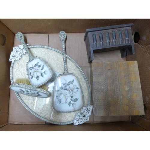 1282 - A dressing table set and two wooden boxes **PLEASE NOTE THIS LOT IS NOT ELIGIBLE FOR POSTING AND PAC... 