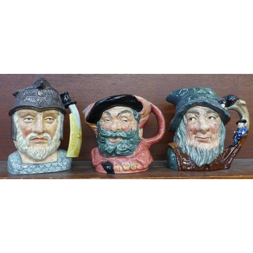 603 - Three large Royal Doulton character mugs, Falstaff, Gladiator and Rip Van Winkle, (small chip to bas... 